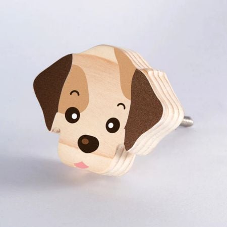 Handcrafted Pine Wood Dog Knob